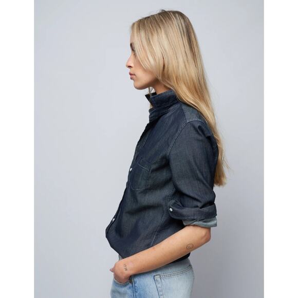 Frank & Eileen BARRY Famous Denim Tailored Button-Up Shirt in Raw Rinse L $278 - Picture 3 of 15
